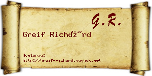 Greif Richárd névjegykártya